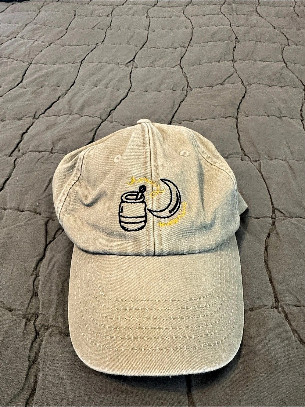 Embroidered Honeymoon bridal Baseball Cap in Beige Like New